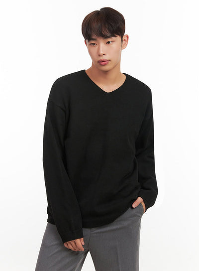 mens-essential-black-v-neck-sweater-if517 / Black