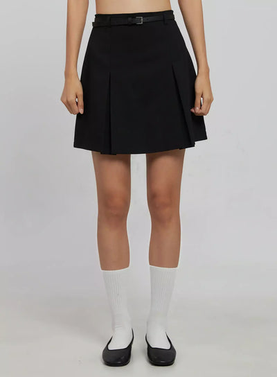 pintuck-mini-skirt-ij508 / Black