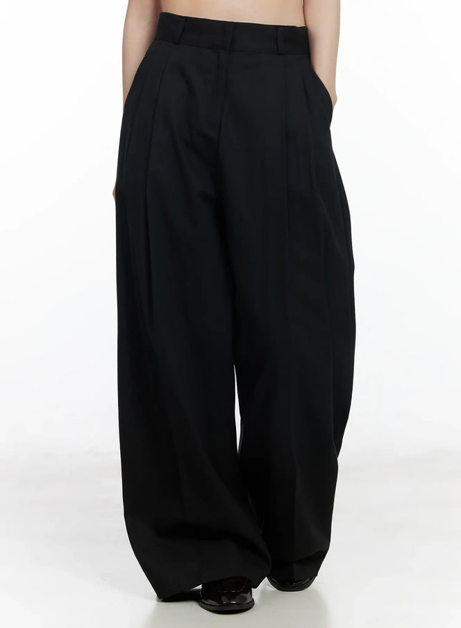 wide-leg-cotton-trousers-if520 / Black