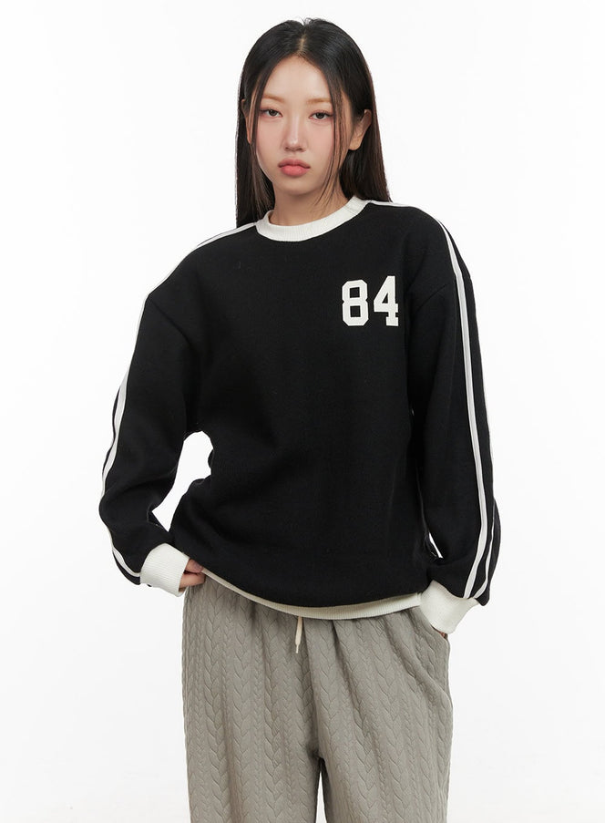 graphic-number-crew-neck-cd416 / Black