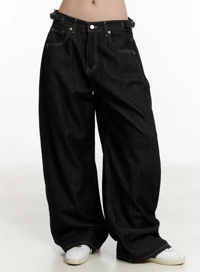 marissa-casual-wide-leg-jeans-cm511 / Black