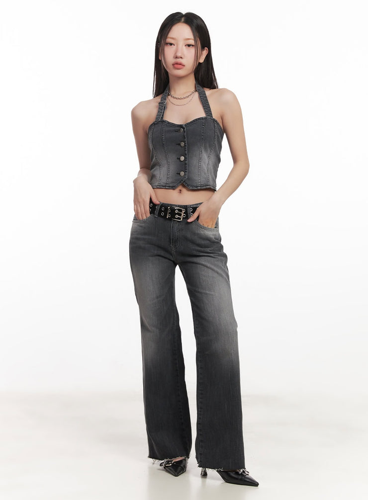 angela-slim-fit-flared-jeans-ca518 / Black