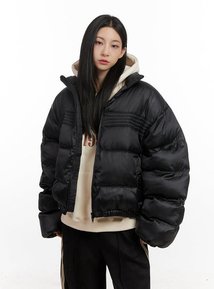 zipup-oversize-puffer-coat-cn428 / Black