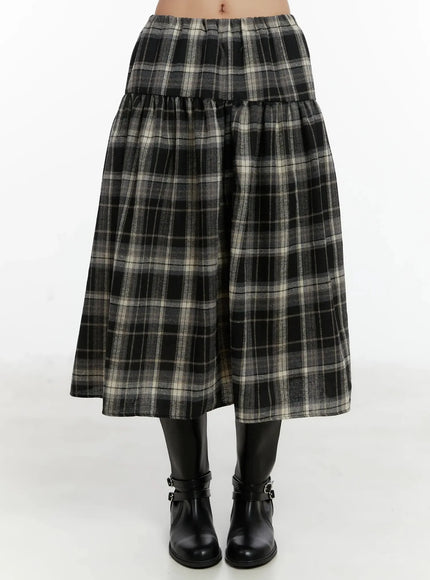 plaid-midi-skirt-id525 / Black