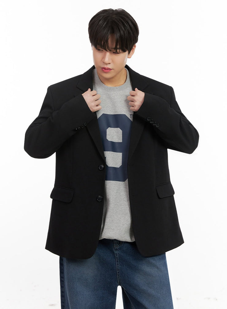 mens-basic-oversized-blazer-ij517 / Black