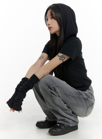 graphic-t-shirt-hoodie-with-arm-sleeves-cm427 / Black