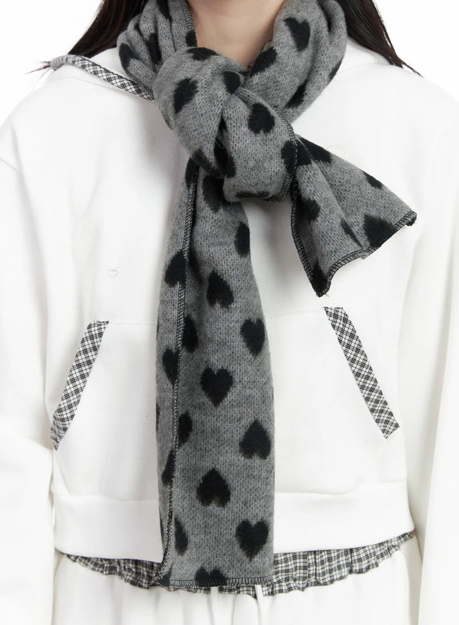 heart-knit-scarf-cn527 / Black