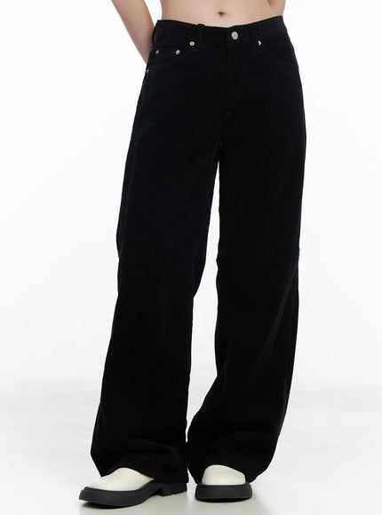 corduroy-wide-leg-cotton-pants-cj520 / Black