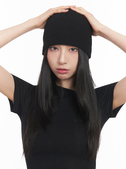 essential-cotton-beanie-iy516 / Black