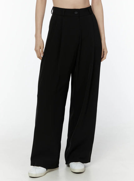 high-waist-wide-fit-summer-slacks-iu503 / Black