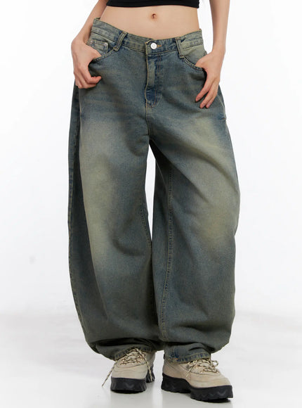 chowon-washed-wide-leg-denim-jeans-cl530 / Blue