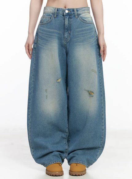 joshua-washed-wide-leg-jeans-cf523 / Blue