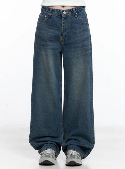 kiki-wide-leg-vintage-washed-jeans-cg520 / Blue