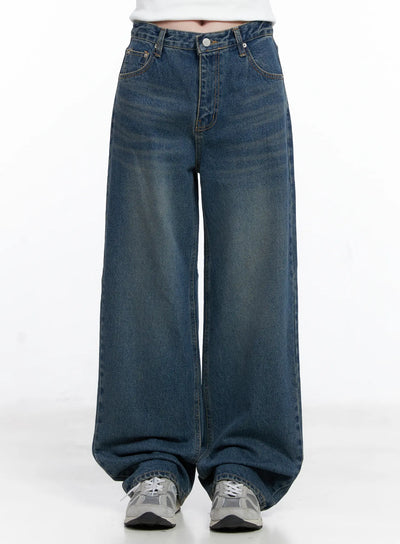 kiki-wide-leg-vintage-washed-jeans-cg520 / Blue