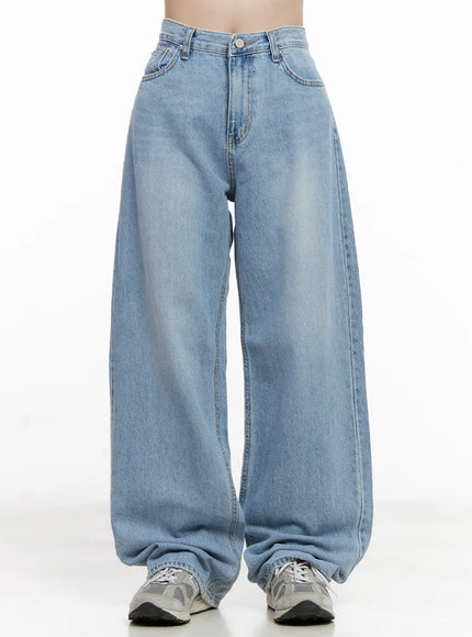 ari-washed-wide-leg-denim-jeans-cl515 / Blue