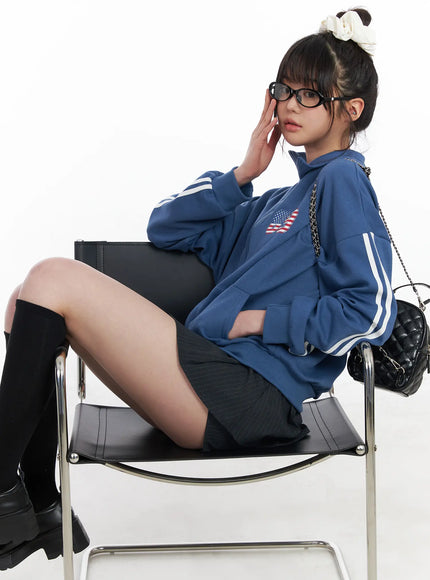 sporty-graphic-track-jacket-cm512 / Blue