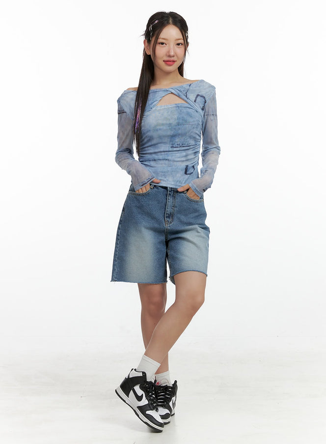 washed-wide-leg-jorts-ol408 / Blue