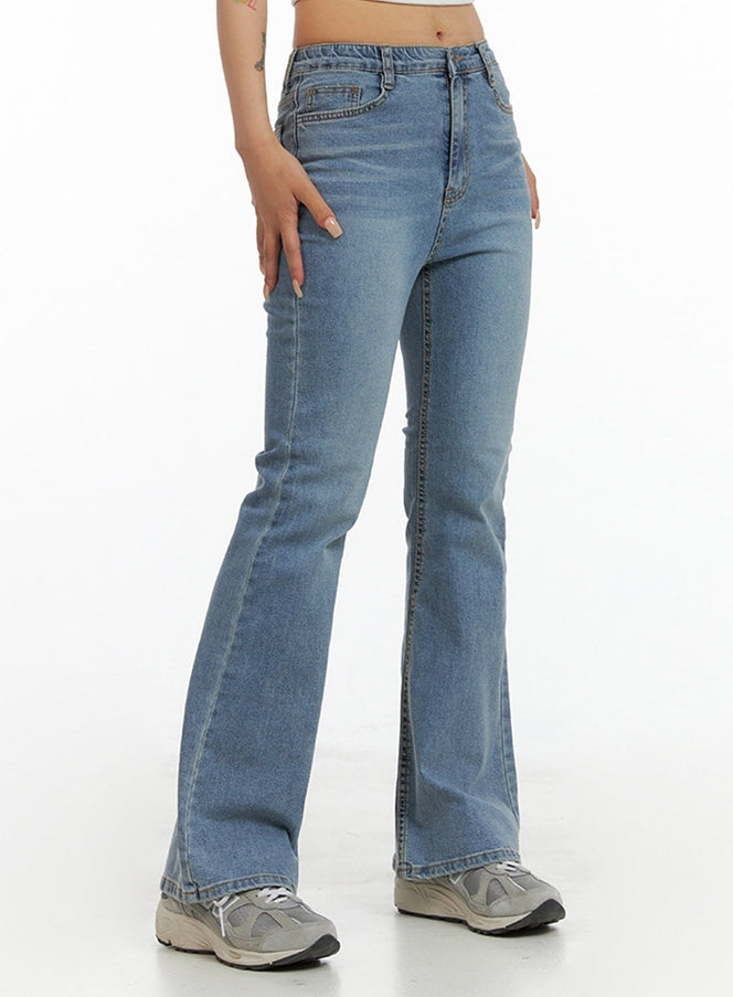 washed-slim-bootcut-jeans-cl415 / Blue