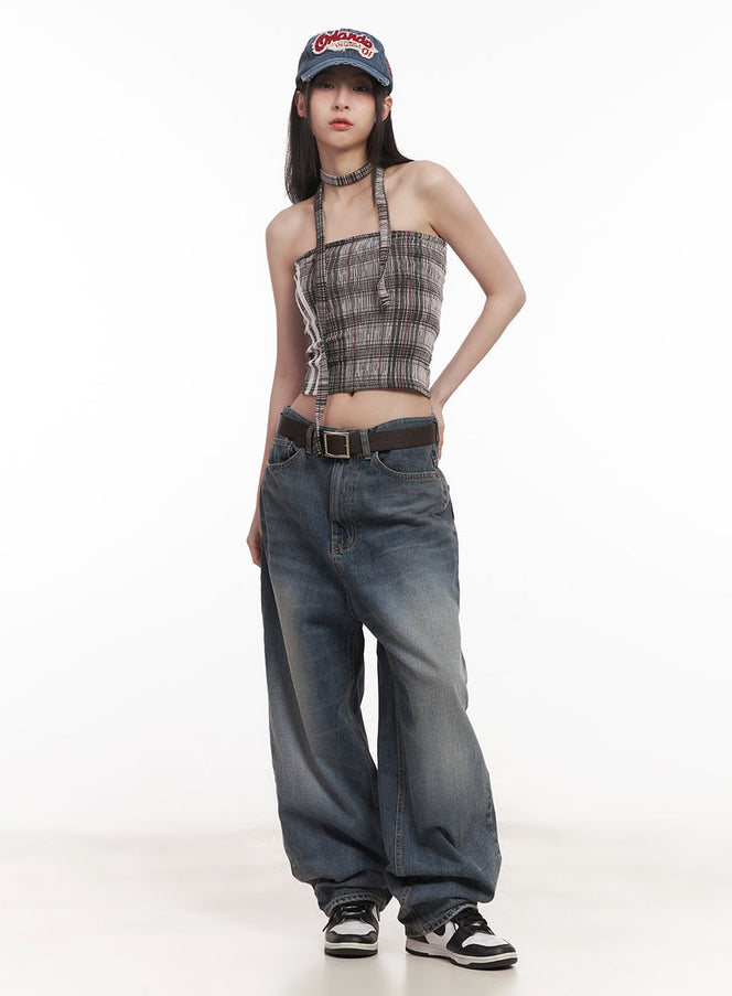 Abbie Washed Wide-Leg Jeans CM517