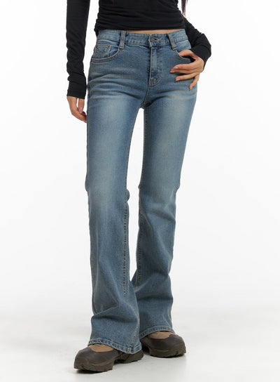 washed-bootcut-jeans-cm411 / Blue