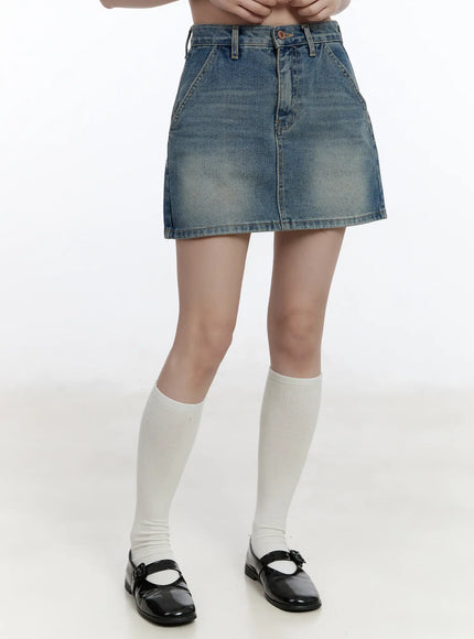 casual-high-waisted-denim-mini-skirt-ca502 / Blue
