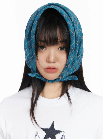 plaid-square-scarf-ia523 / Blue