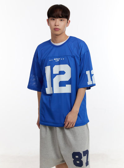 mens-oversized-graphic-mesh-t-shirt-ia504 / Blue