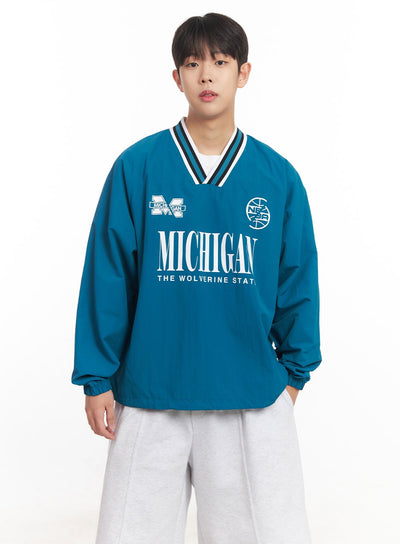 mens-graphic-v-neck-windbreaker-sweatshirt-im528 / Blue
