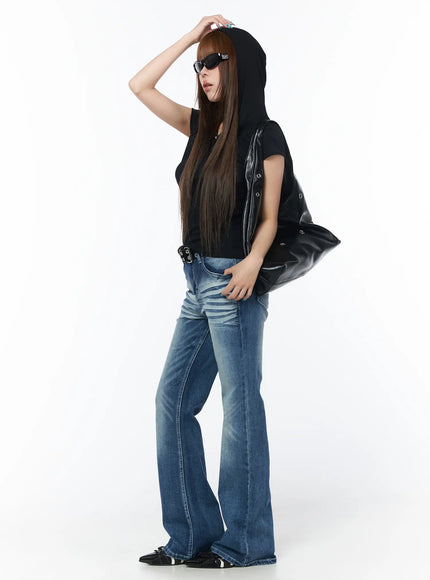 romi-washed-flare-jeans-cy529 / Blue
