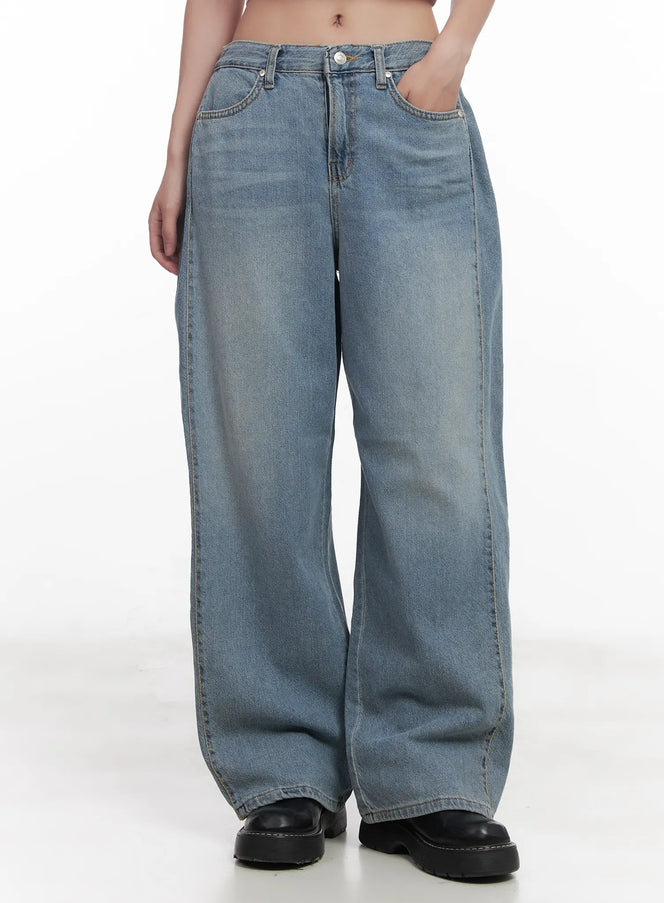 sooin-washed-wide-leg-jeans-cu516 / Blue