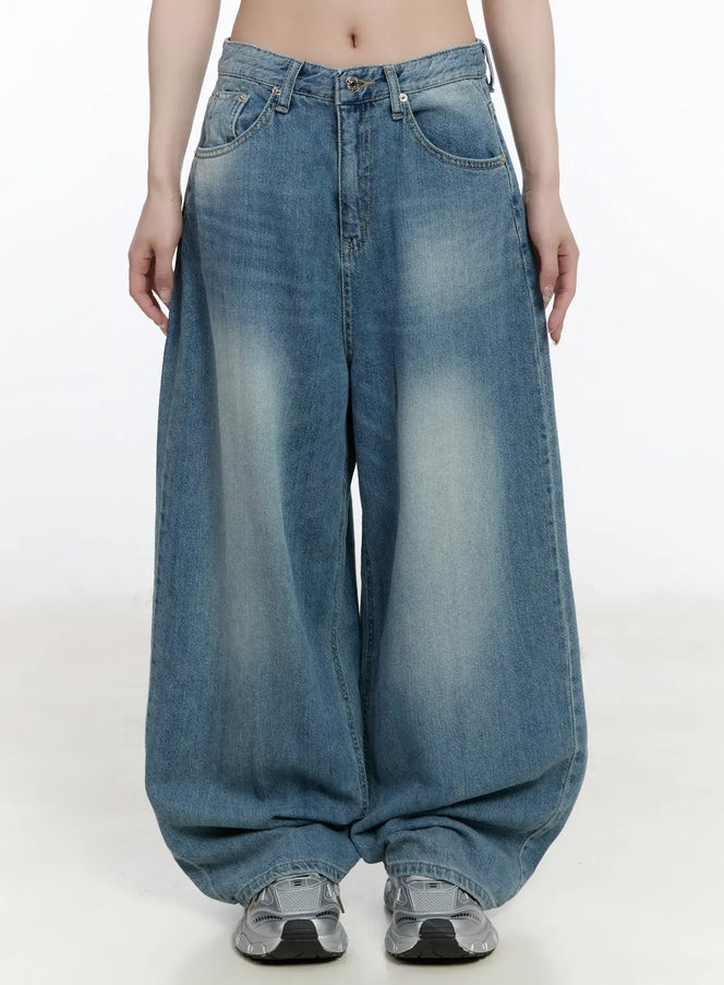 clar-washed-wide-leg-jeans-ca503 / Blue