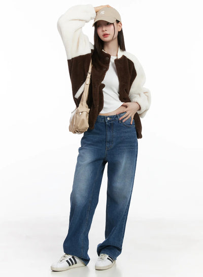 fleeced-varsity-jacket-cj506 / Brown