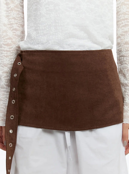 suede-wrap-belt-skirt-im509 / Brown