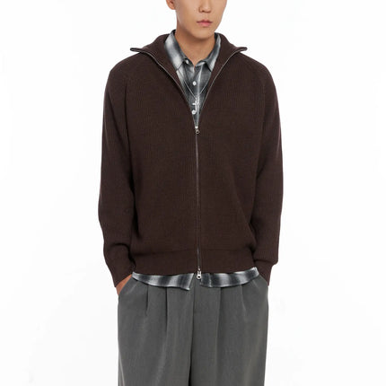 mens-knit-zip-up-sweater-is502 / Brown