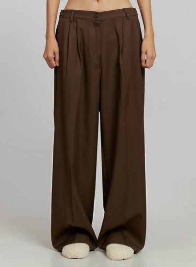 brown-pleated-slacks-ij505 / Brown