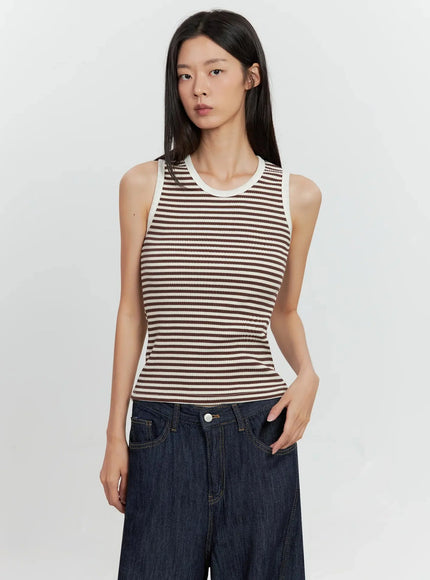 striped-knit-tank-top-il528 / Brown