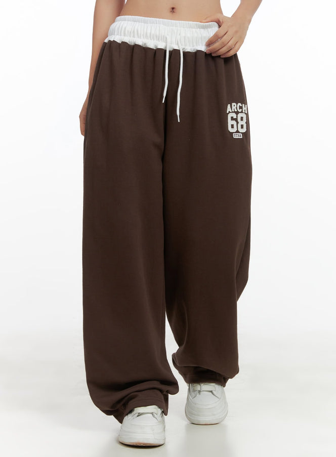 multi-color-wide-fit-sweatpants-co402 / Brown