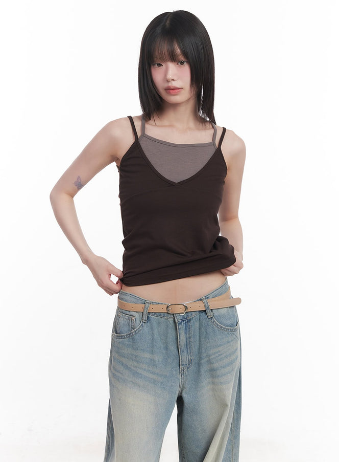 layered-two-tone-cami-cu505 / Brown