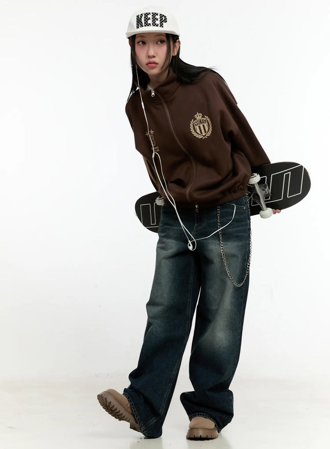 oversized-fleece-track-jacket-cn505 / Brown