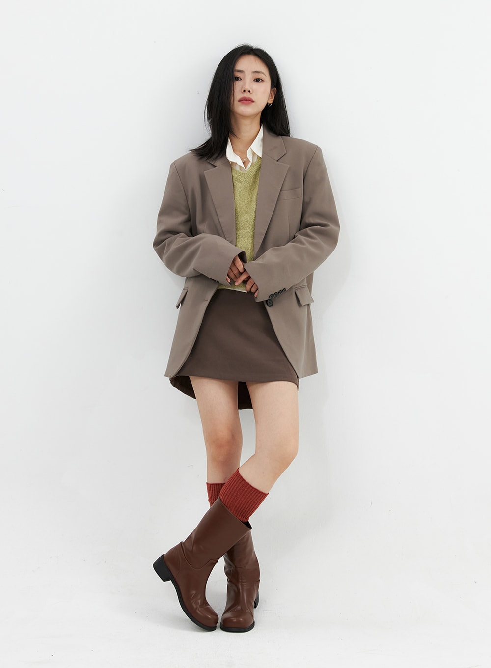 relaxed-fit-blazer-oo305 / Brown