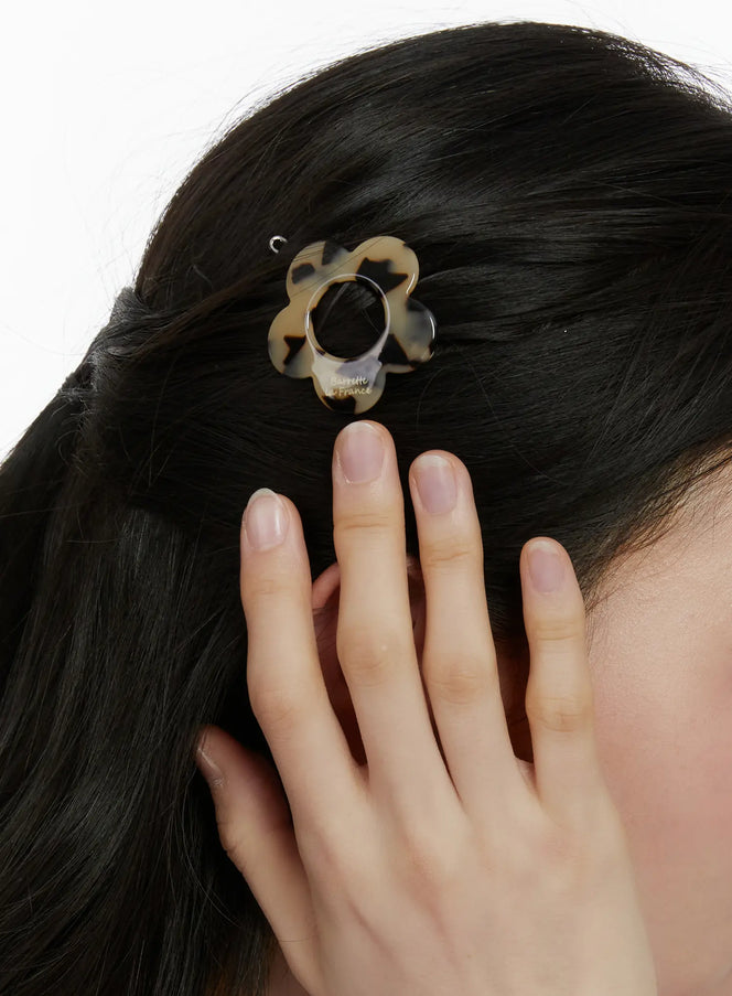 leopard-flower-hair-clip-f502 / Brown