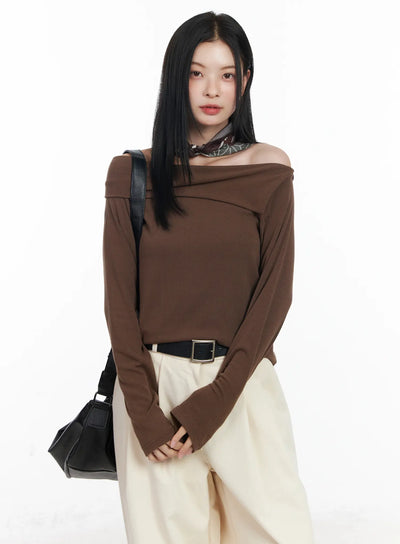 elegant-off-shoulder-top-cj519 / Brown