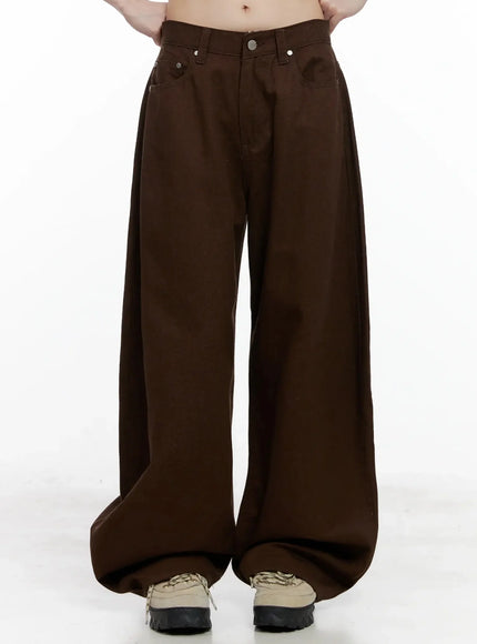 wide-leg-brown-cotton-pants-il531 / Brown
