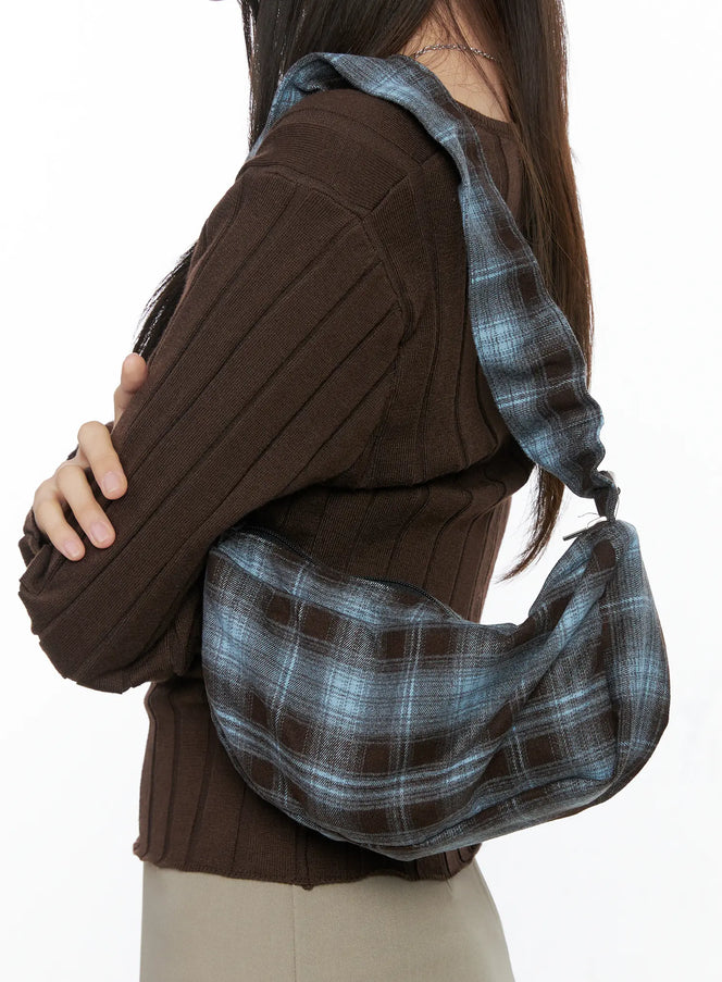 plaid-mini-shoulder-bag-co506 / Brown
