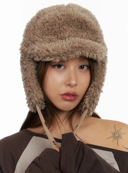 earflap-hat-in528 / Brown