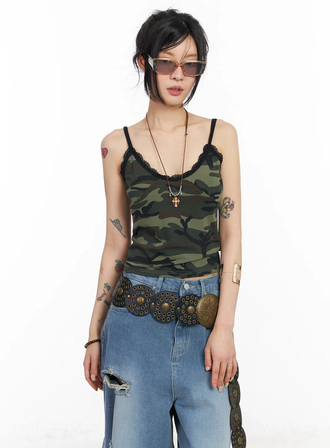 v-neck-camo-lace-tank-top-cm517 / Camouflage
