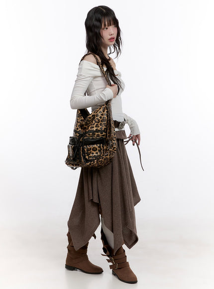 handkerchief-string-maxi-skirt-cf511 / Dark beige