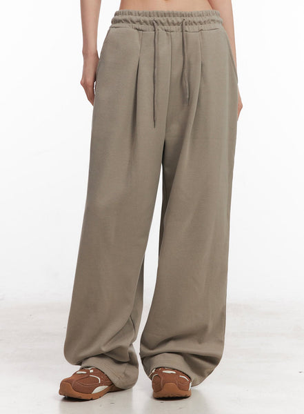 【AAKE】[Lining brushed] BOAN PINTUCK SWEATPANTS Cotton Pintuck Wide-Fit Sweatpants IY516 - Acubi style