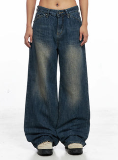 jaden-back-seam-washed-baggy-jeans-co510 / Dark blue