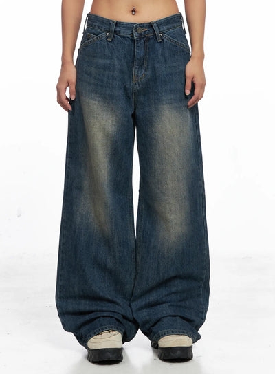 jaden-back-seam-washed-baggy-jeans-co510 / Dark blue